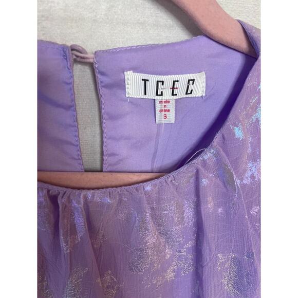 TCEC Shimmery Light Purple Long Sleeve Blouse Size SM - Picture 4 of 5